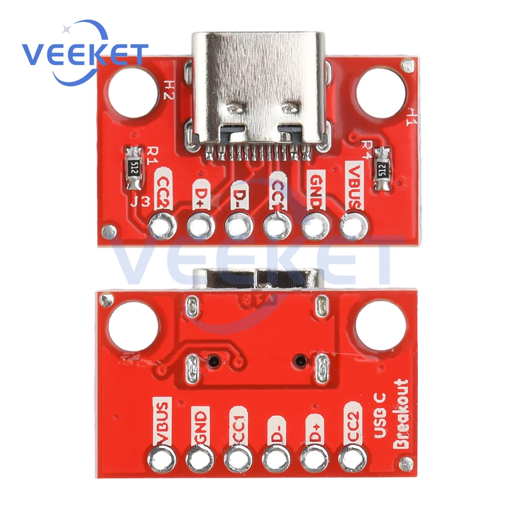 Female Test PCB Adapter Board 16P to 2.54mm Connector Socket For Data Transfer Power Adapter Board Module Type-C