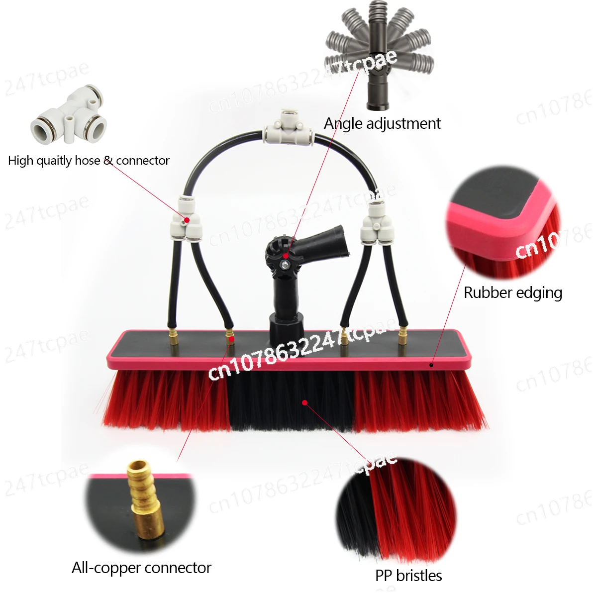 Window cleaning brush Telescopic rod type photovoltaic panel cleaning brush Water spray brush