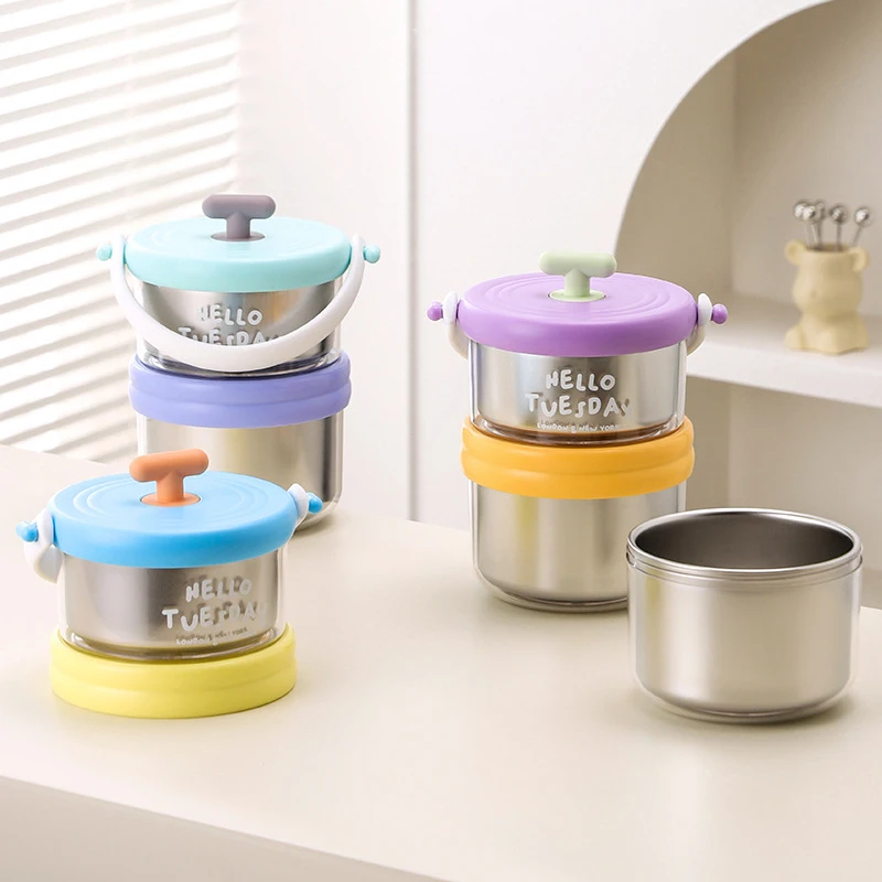 

Double Layer Lunch Box 304 Stainless Steel Food Container with Spoon Fruit Snack Bento Box for Kids Back To School Soup Cup