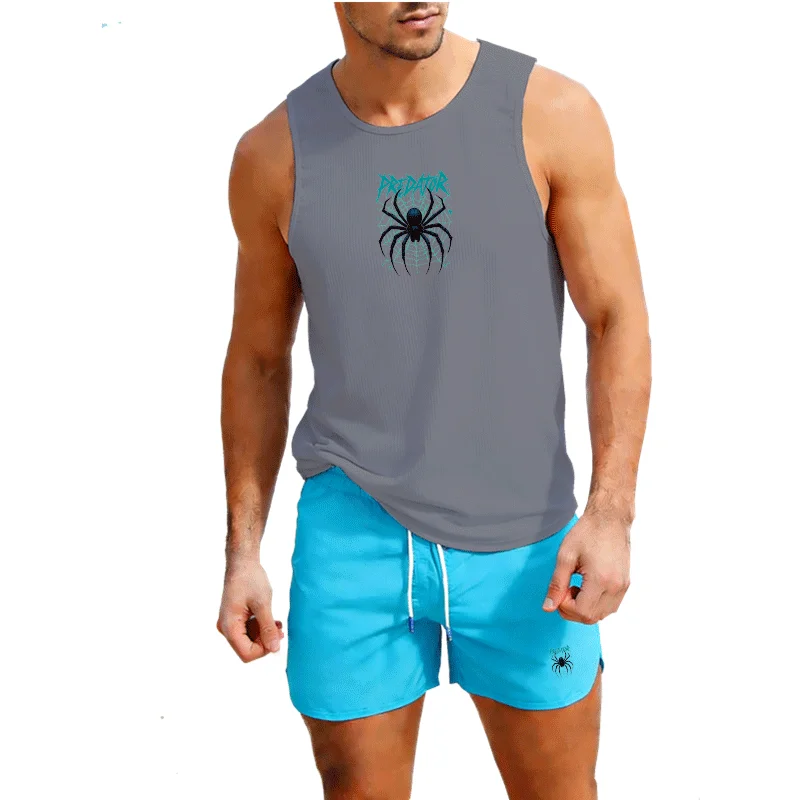

Fitness loose men tank top sleeveless t-shirt suit fitness clothes basketball training vest men sport undershirt suit