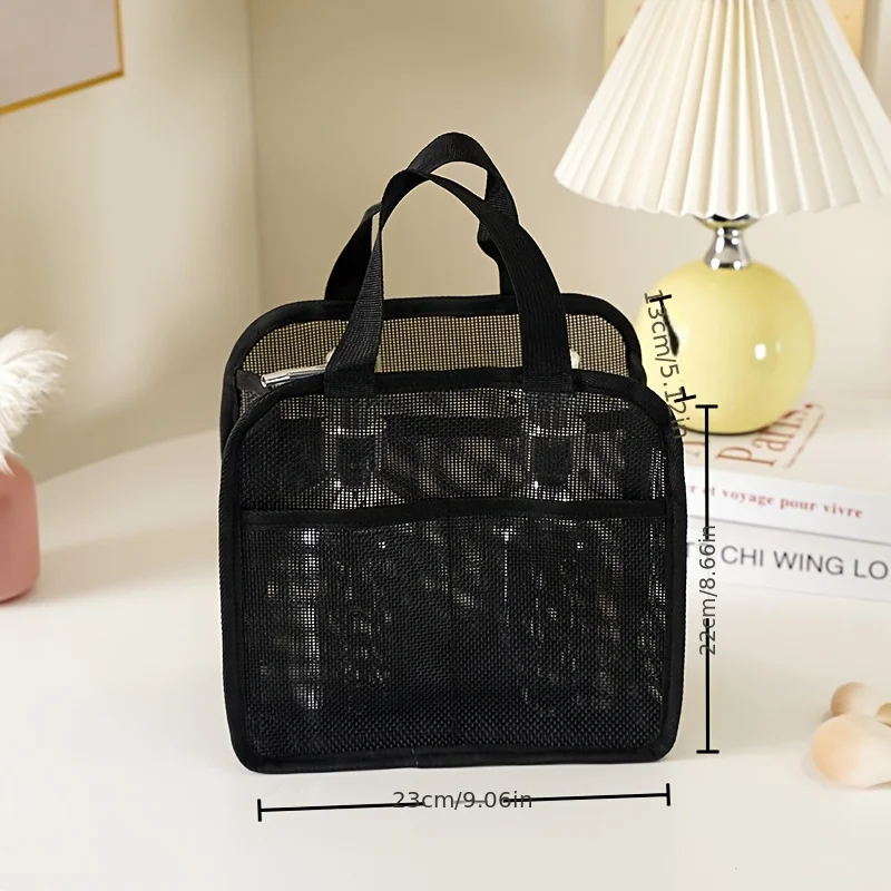 New Korean Handheld Skincare Storage Bag for Women Weave Mesh Cosmetic Bag Portable Travel Toiletry Bag Gym Shower Makeup Pouch