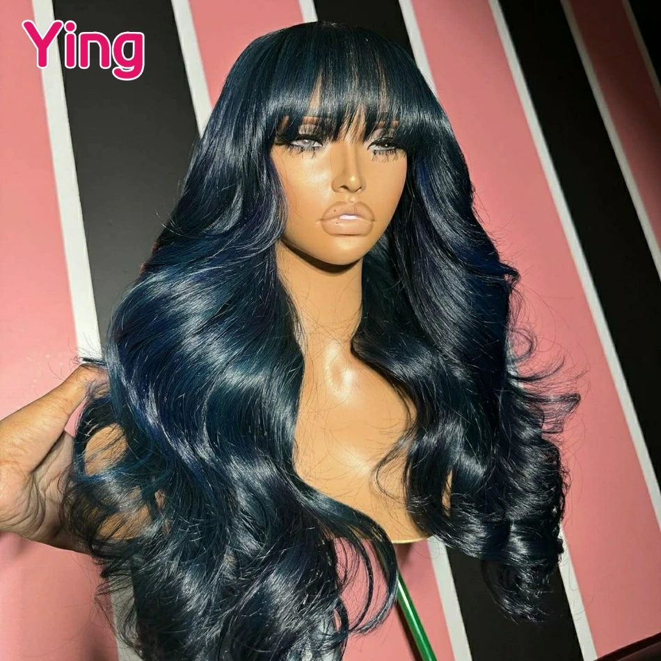 

Ying Highlight Blue 13x6 Lace Front Wig Pre Plucked 12A Body Wave Human Hair Wigs With Bangs Peruvian Remy Hair For Black Women