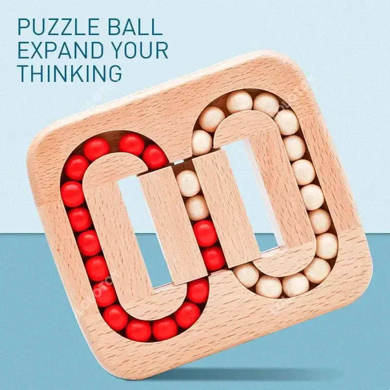 Montessori Wooden Puzzle Ball Toys Luban Lock for Children Educational Toys Early Education Rolling Magical Bean Cube Balls