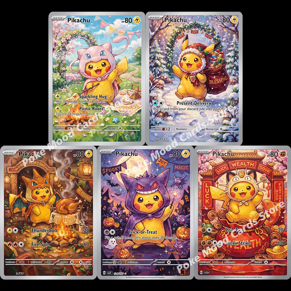5Pcs PTCG Game Card Toys Hobby Collection Cards PTCG Childrens Christmas Gift Toys Present For Kids PKM Cards