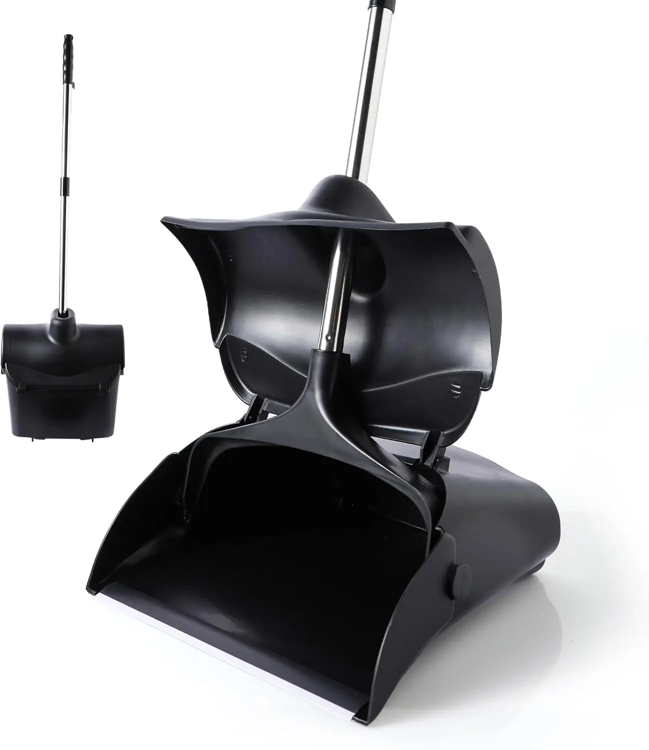 

Commercial Dustpan with Wheels and Windproof Cover for Indoor & Outdoor Use in Courtyard, Garage, Kitchen, Office