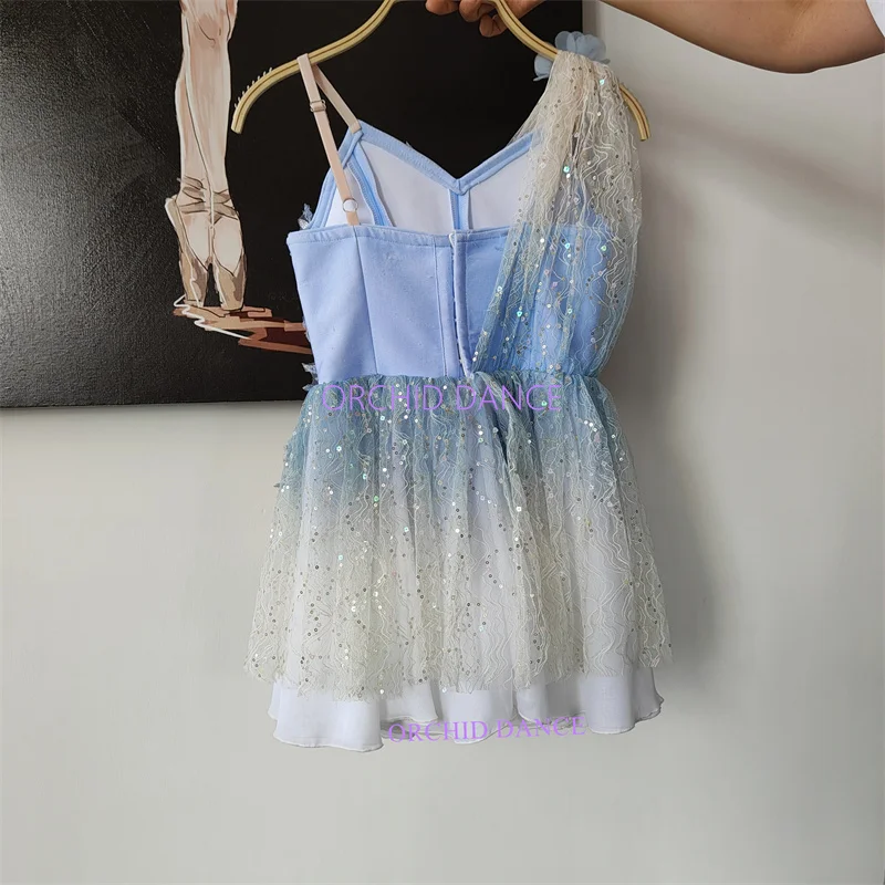 Professional Custom Size Kids Girls Women Adult Cupid Performance Wear Costumes Purple White Blue Lyrical Ballet Dance Dress