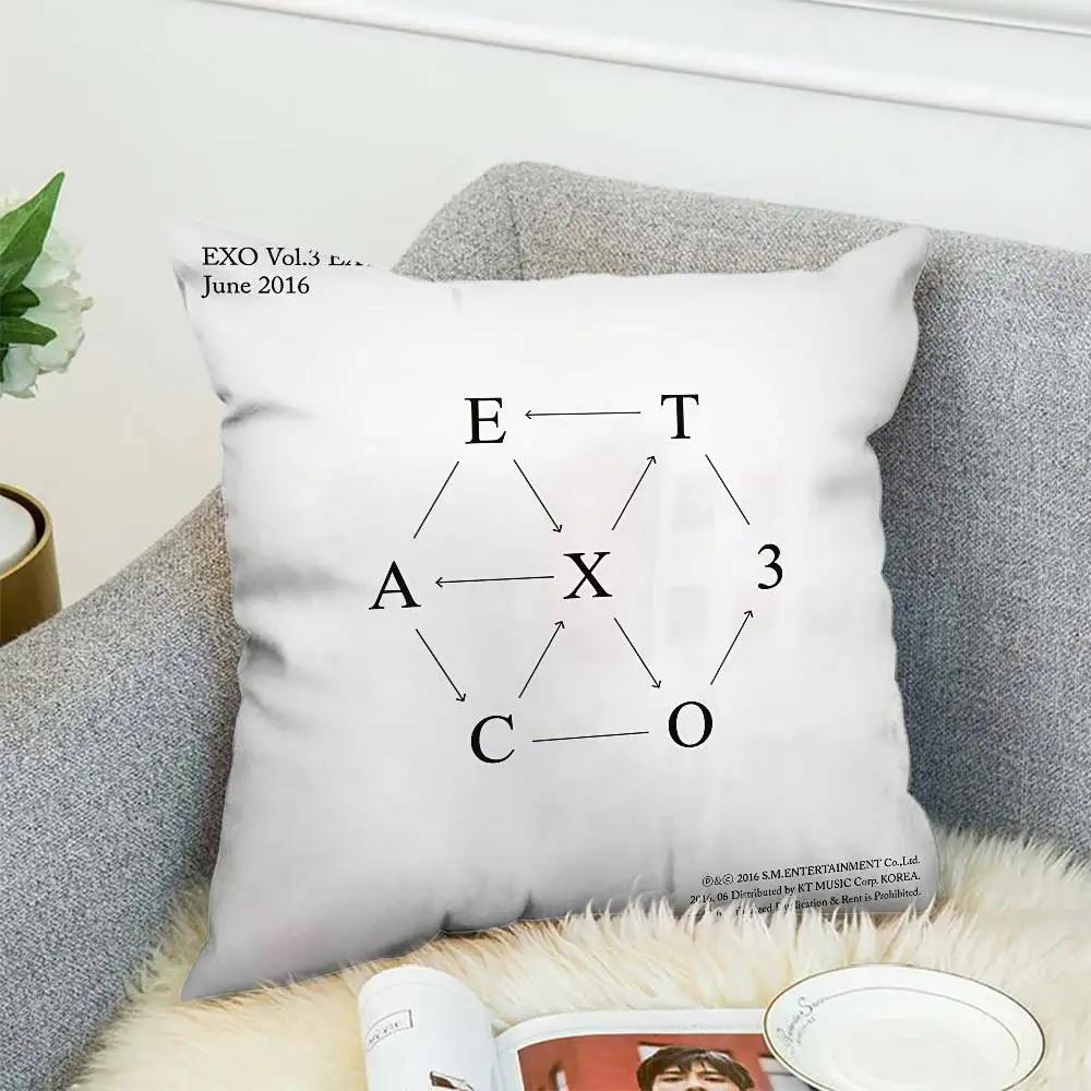 

E-E-X-O-O Pillow Case Album Case Sofa Decorative Home Double-sided Printing Short Plush Cute Cushion Cover