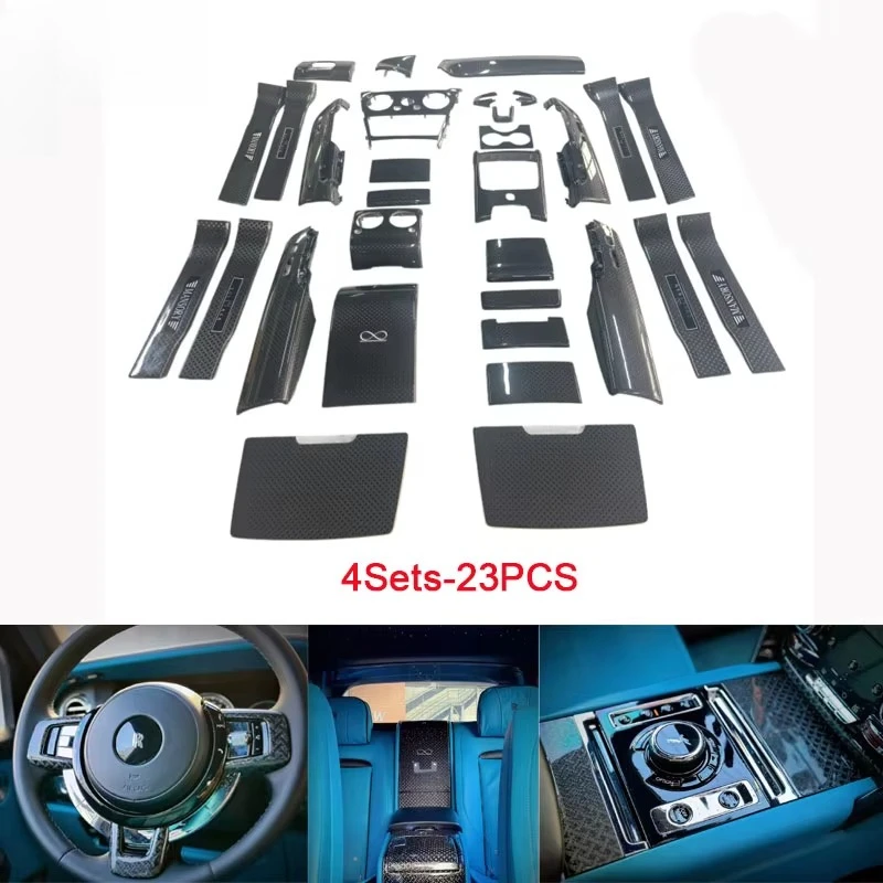 Type B Dry Carbon Fiber Interior Kit for 2018-2023 Cullinan 4-Seat Luxury Interior, Replaceable Body Components with LED Thresho