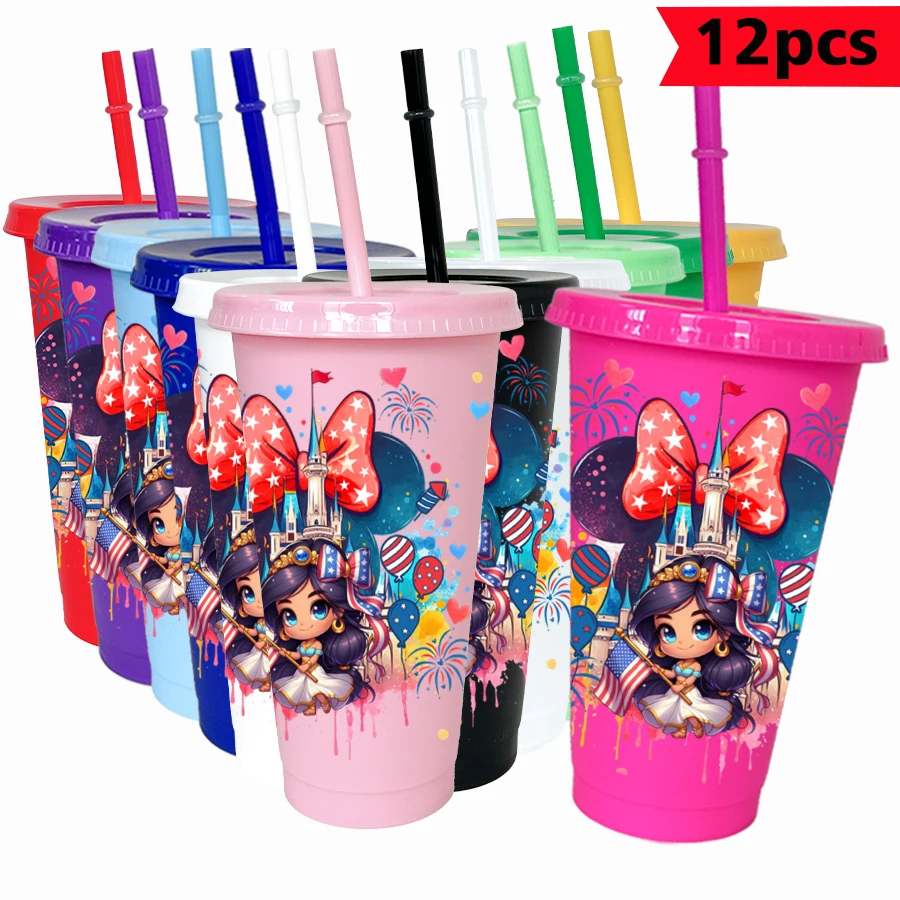 12 قطعة/الحزمة ديزني ميني كاسل 26 أوقية متعدد الألوان كوب ماء بلاستيكي حفلة درينكوير عيد ميلاد/العودة إلى المدرسة هدية #1