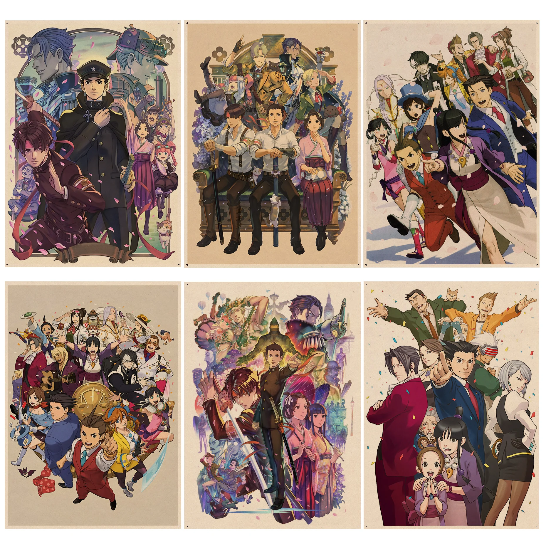 

Gyakuten Saiban Ace Attorney Good Quality Prints And Posters Retro Kraft Paper Sticker DIY Room Bar Cafe Kawaii Room Decor