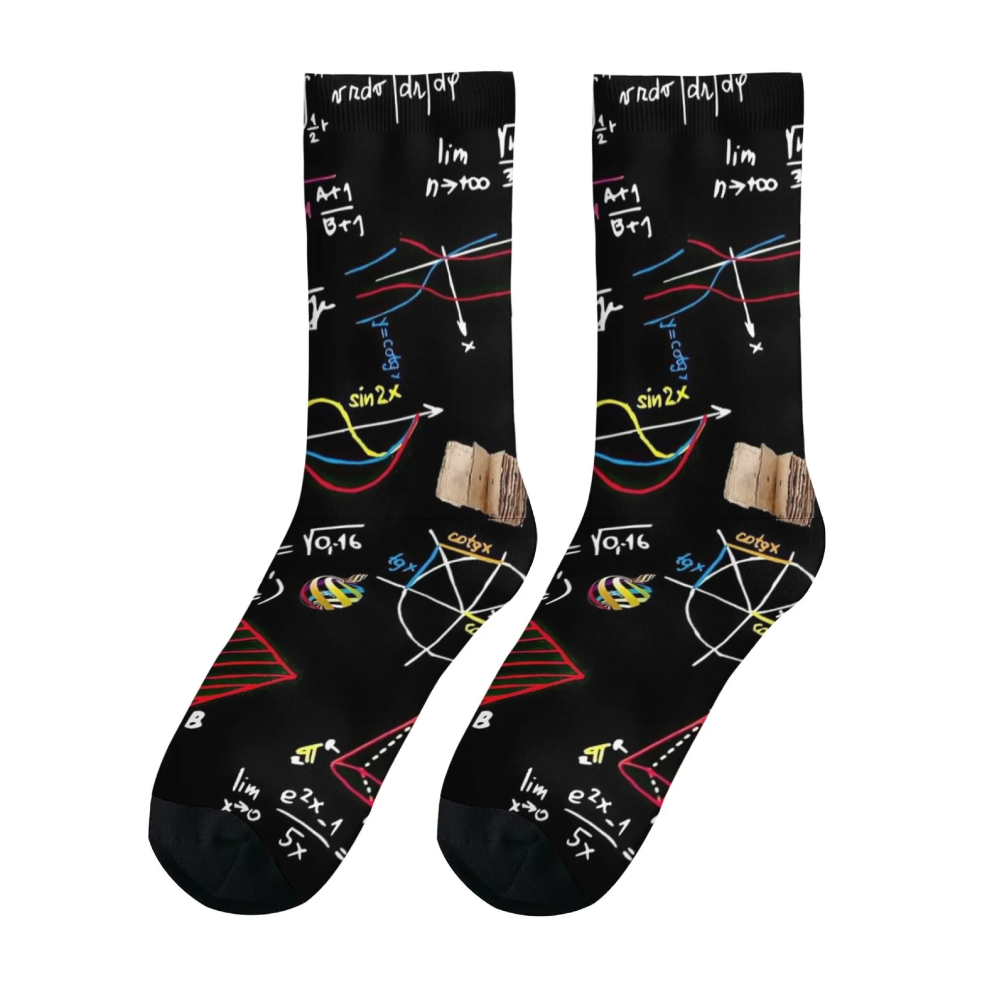 Stylish Math Theme Funny Men Socks Unique Design Print Warm Soft Perfect for Casual Wear Outdoor Sports Comfotable Breathable