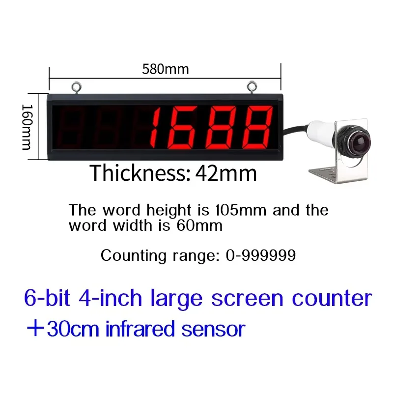 Contador digital LED de 4 dígitos de 4 pulgadas Contador digital montado en la pared