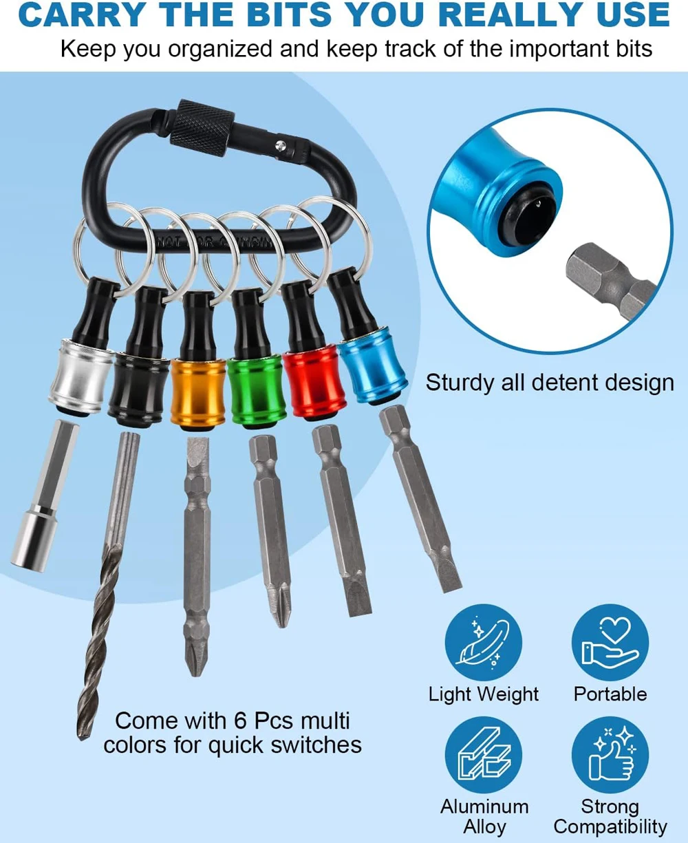 Imagem -03 - Hex Shank Chave de Fenda Bits Titular Light-peso Barra de Extensão de Mudança Rápida Chaveiro Broca Adaptador de Parafuso Portátil 14