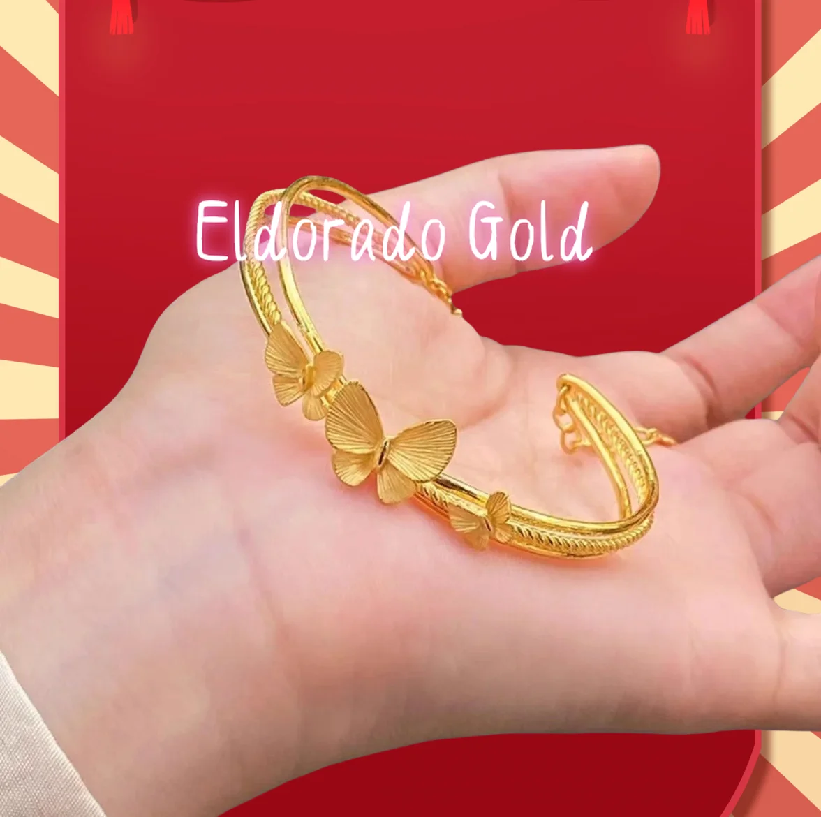 

2025 Women's 24K Gold Butterfly Bangle | Hollow butterflies with pearl accents, three unique forms, easy - open mechanism