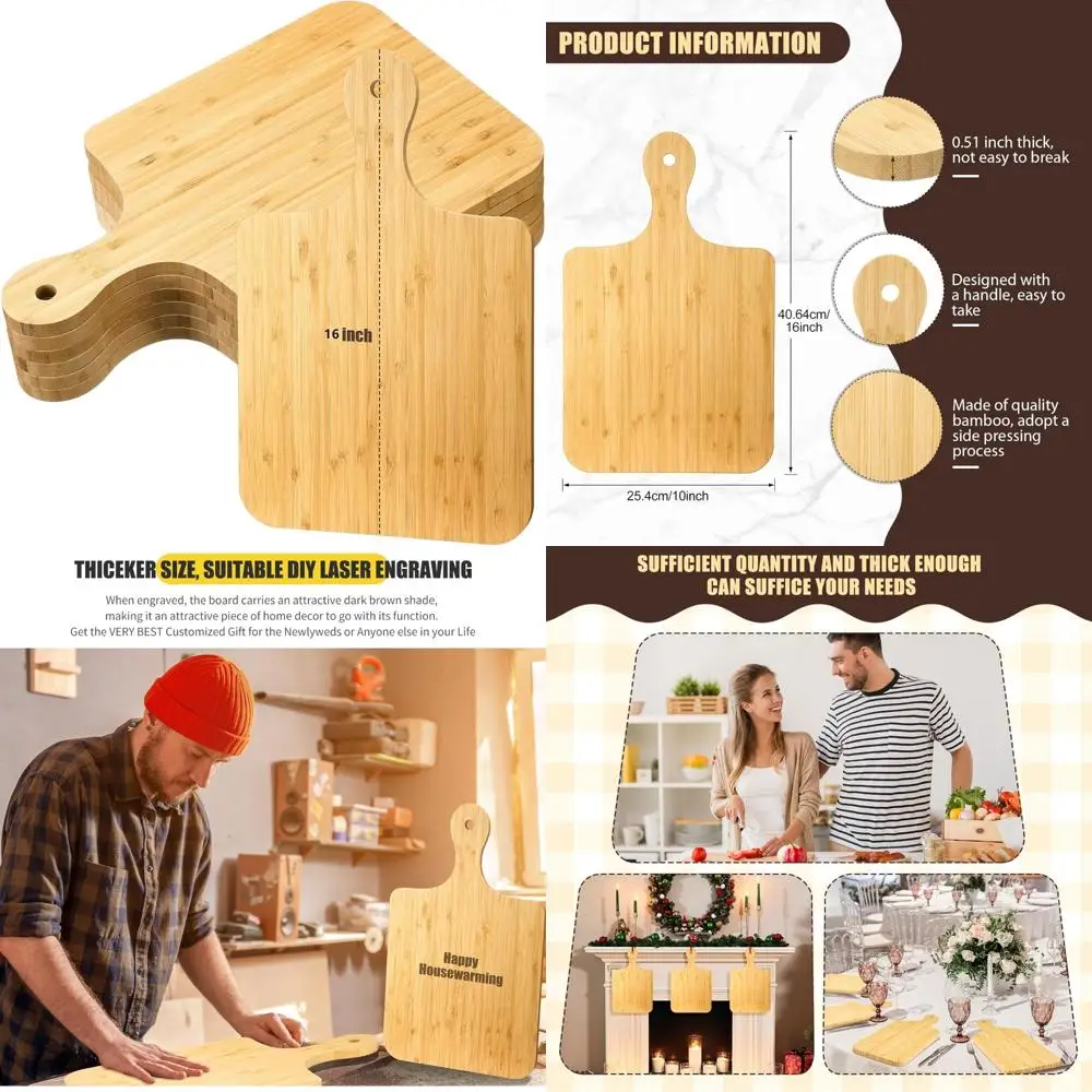 

Набор из 6 толстых деревянных досок для разделения, сервировки, мясных изделий, идеально подходит для лазерной гравировки и подарков на День матери