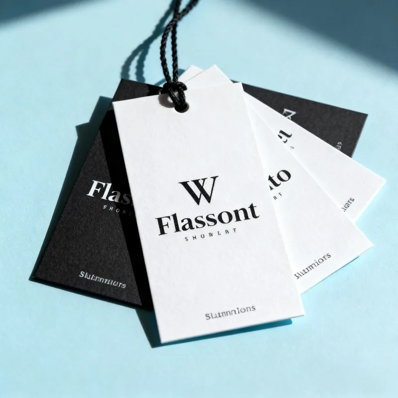 Minimalist Black White Custom Clothing Hang Tags 200Pcs - Logo/Text, Pre-punched, Fashion Apparel (No String)