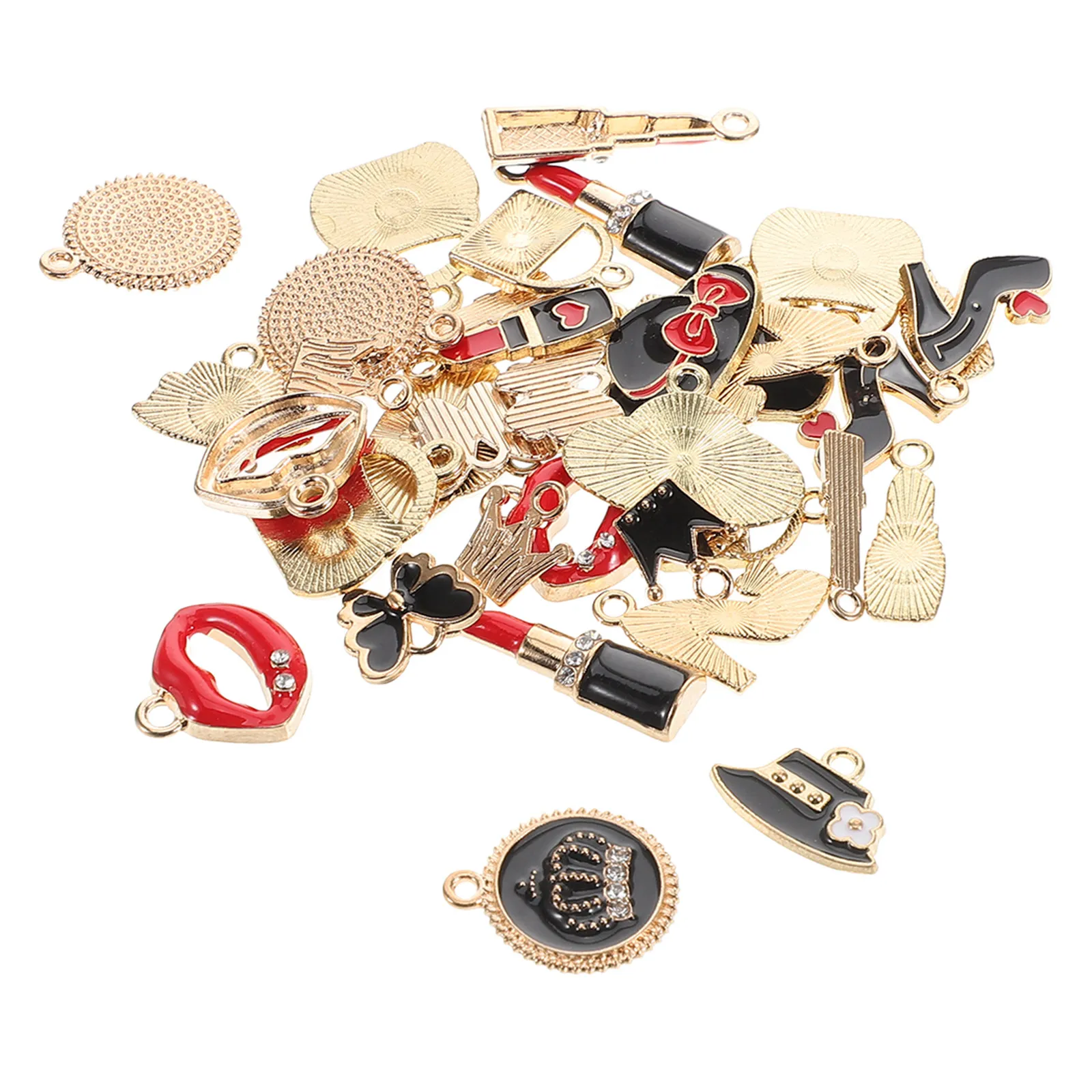 36Pcs Mixed Style High Heel Makeup Pendants Jewelry Making Supplies Vivid Patterns DIY Pendant Set for Bracelet Crafting