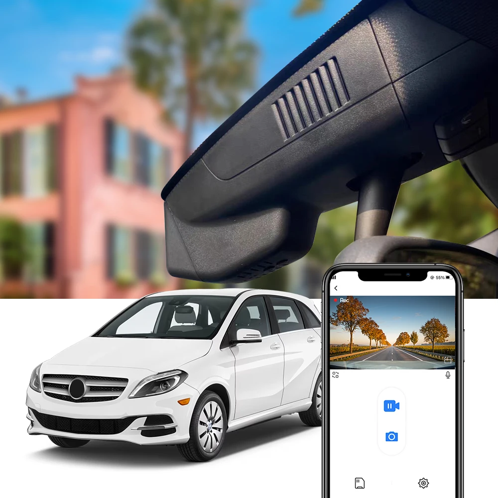 Cámara de coche FITCAMX para Mercedes Benz Clase B (W246) 2011-2018, para Benz GLK 2010-2015 (X204) 4K WIFI APP conectar cámara DVR para vehículo