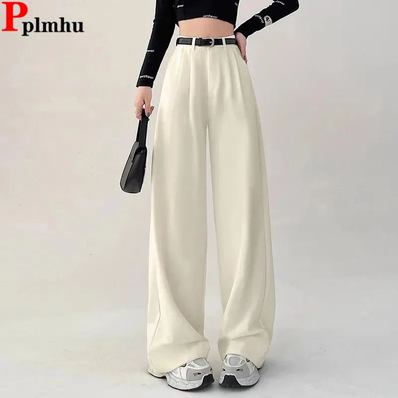 

Formal High Waist Suit Wide Leg Pants Loose Casual Korea Spodnie Fashion Work Wear Baggy Pantalones Classic Women Spodnie Broek