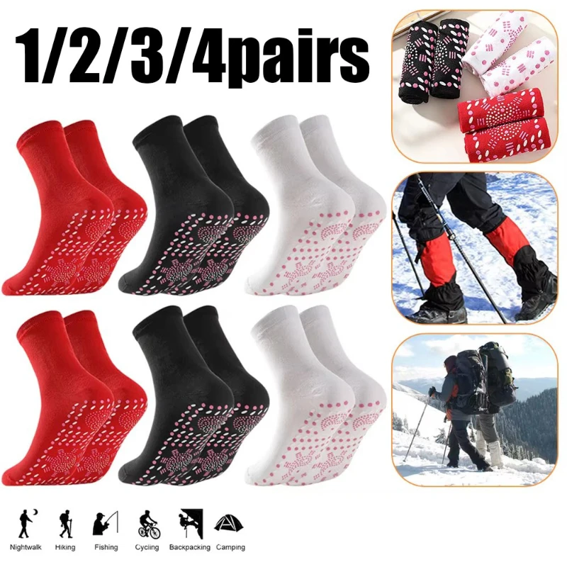 

1/2/3/4Pairs Winter Self-Heating Socks Thermal Heated Socks Soft Elastic Thicken Anti-Slip Socks For Women Men Outdoor Ski Sock