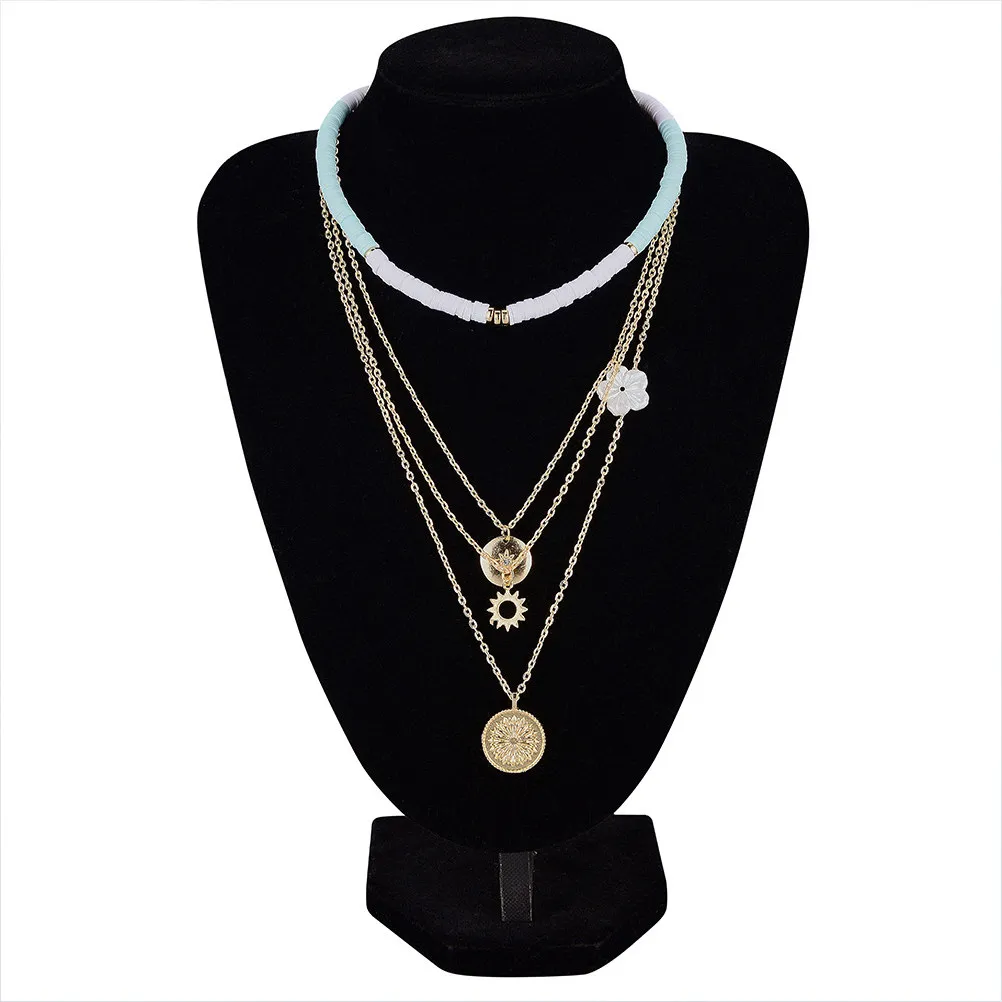 1Set Neck Chain Flower Layered Necklace Women Elegant Clavicle Chic Pendant Design Perfect Gift Party Banquet