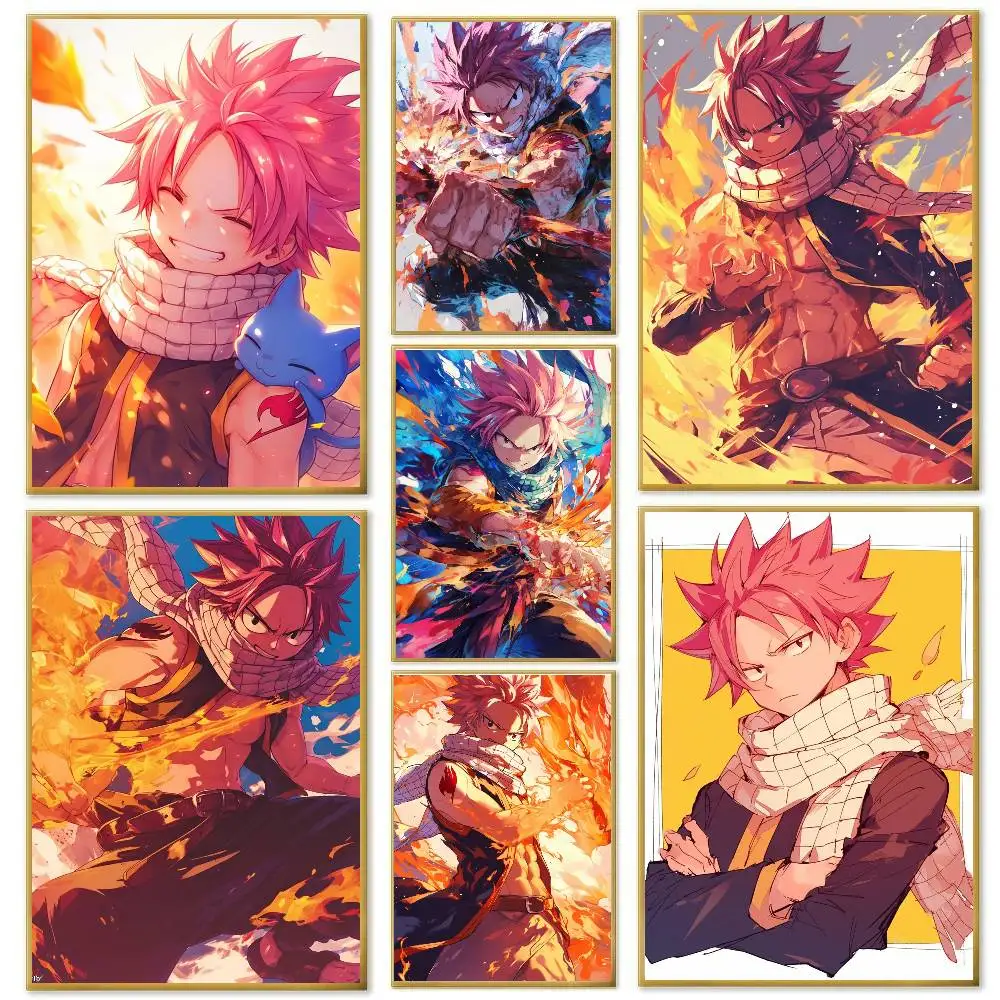 Natsu Dragneel Animation Fairy Tail Poster Art Sticky Wall Waterproof Home Living Room Bedroom Bar Aesthetic Decoration