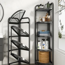 Toilet Storage Rack Movable Bathroom Corner Triangle Shelf Standing Toilet Multi Story Racks Floor To Ceiling Bathroom Storage