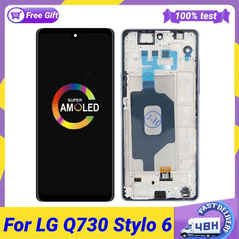 

Super AMOLED для LG Q730 Stylo 6 LCD Q730AM LM-Q730TM Q730NM дисплей кодирующий преобразователь сенсорного экрана в сборе Замена 6,80"