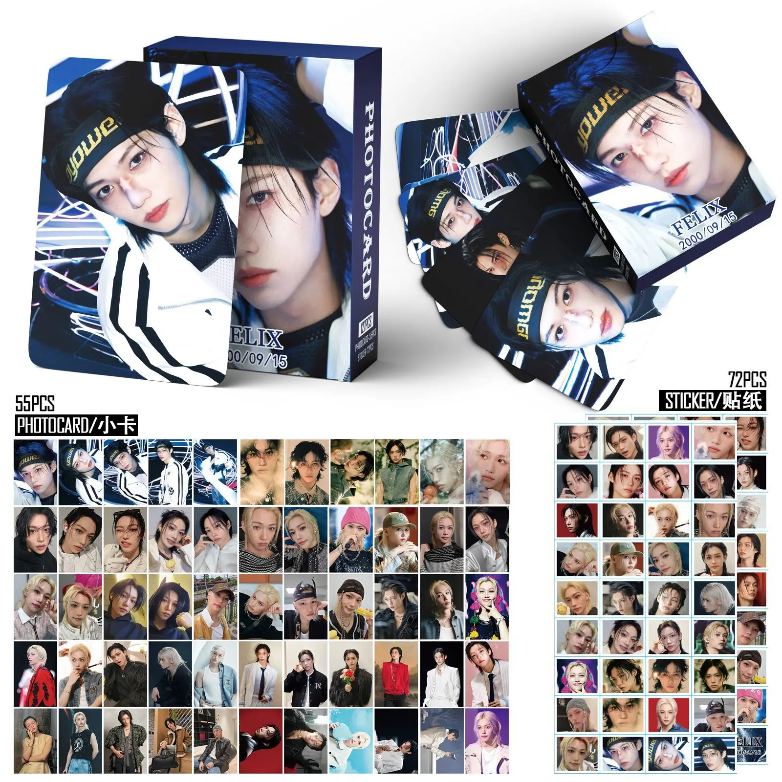 New 55+72Pcs/Set Kpop Concert Domin ATE Card Stickers Felix HyunJin BangChan Photo Print Pictures Photocard Fans Collection Gift