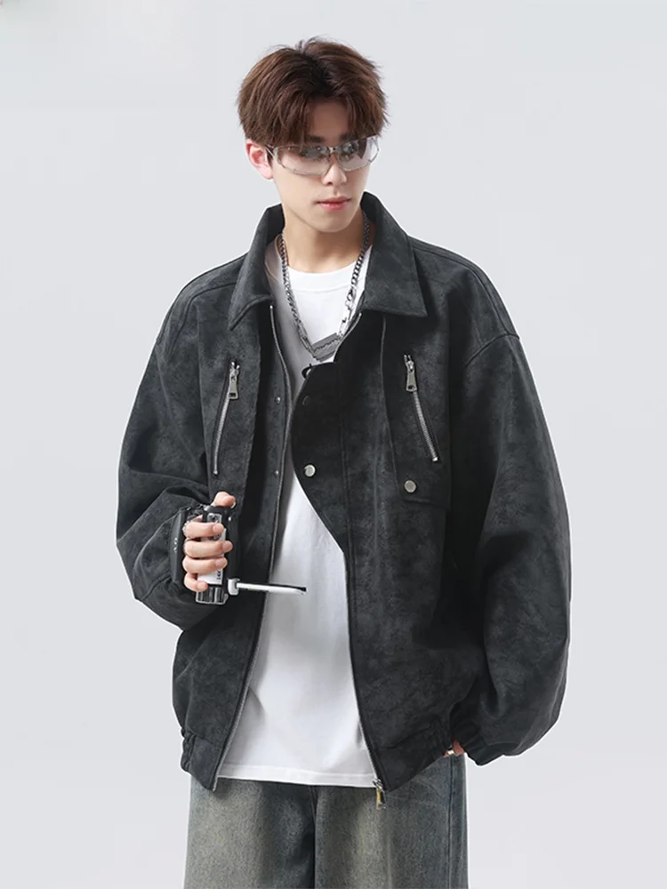 

Мужская байкерская куртка Wassup Happy, повседневная верхняя одежда в стиле ретро в стиле пилота, осень-зима, свободная посадка, полиэстер с принтом тай-дай