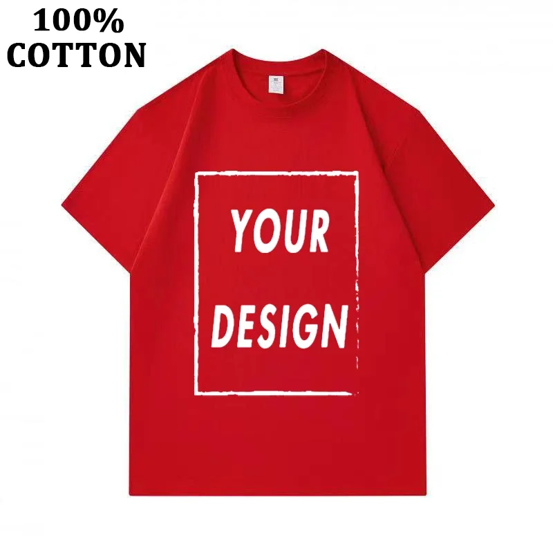 100% Cotton Personalized Short Sleeve Solid Color O-neck Soft T-shirt Men Tops Tee Customized Your Design Printed Unisex T Shirt image 5