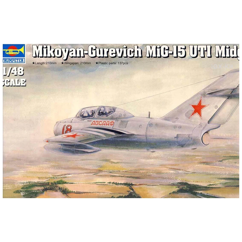 Trumpeter 1/48 02805 Mikoyan Mig15 MiG-15UTI Midget Trainer Plane Airplane Plastic Assembly Model Building Kit Military Gift Toy