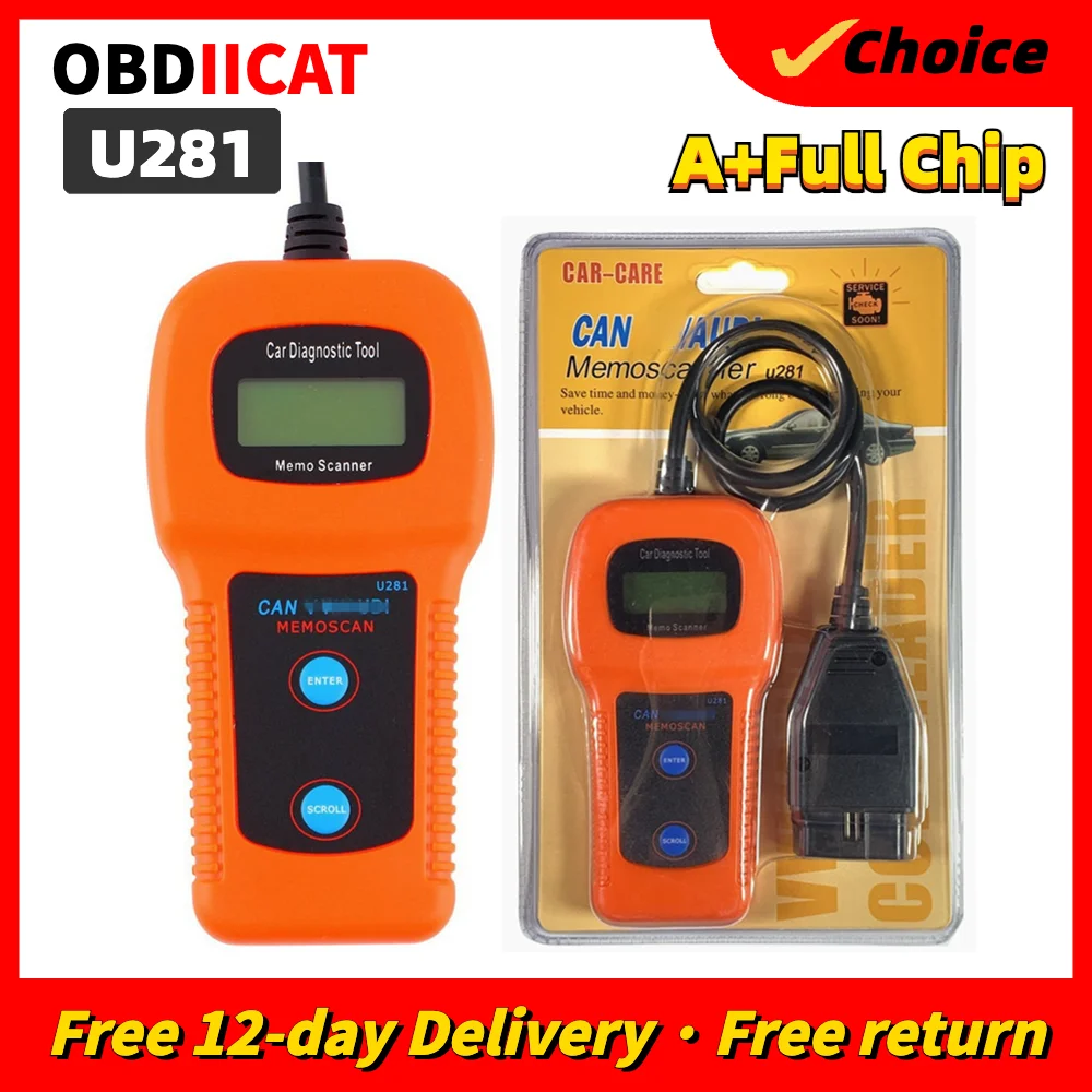 

10pcs DHL OBD2 U281 Code Reader Scanner Memo Diagnostic Tool Memoscan Seat CAN-BUS OBD2 Diagnostic Scanner for Pa-ss-at CAN