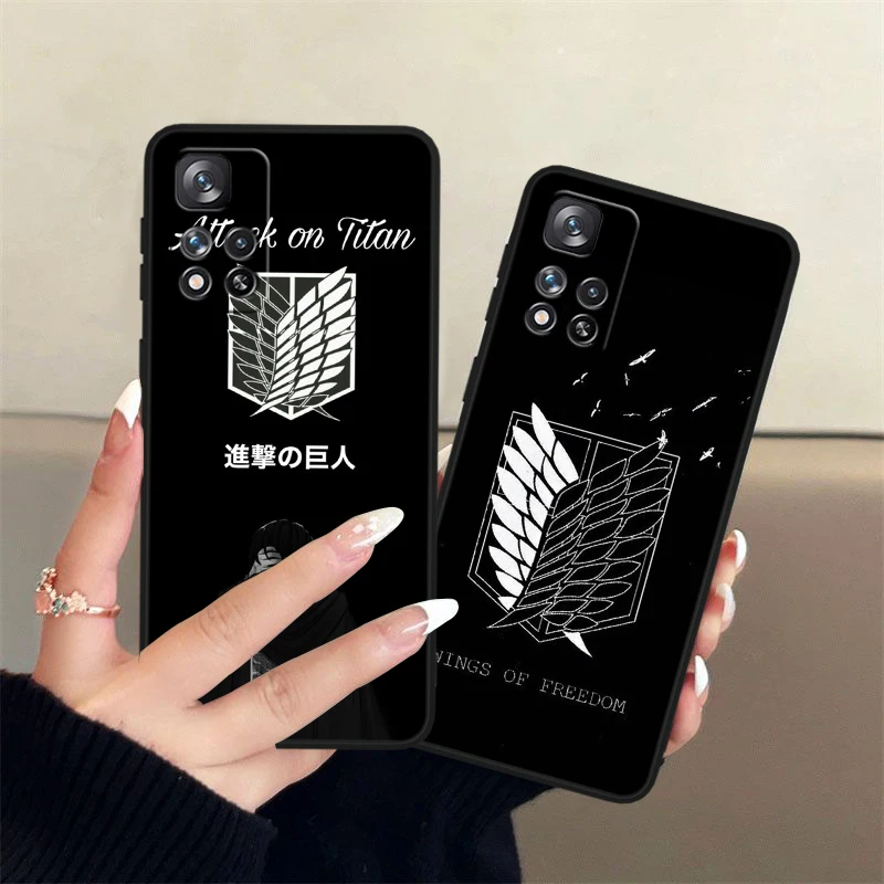 Attack On Titan Black Logo Cover For Redmi Note 13 12 11S 11 10S 10 Pro Plus Redmi 13 12C 10C Soft TPU Black Phone Case