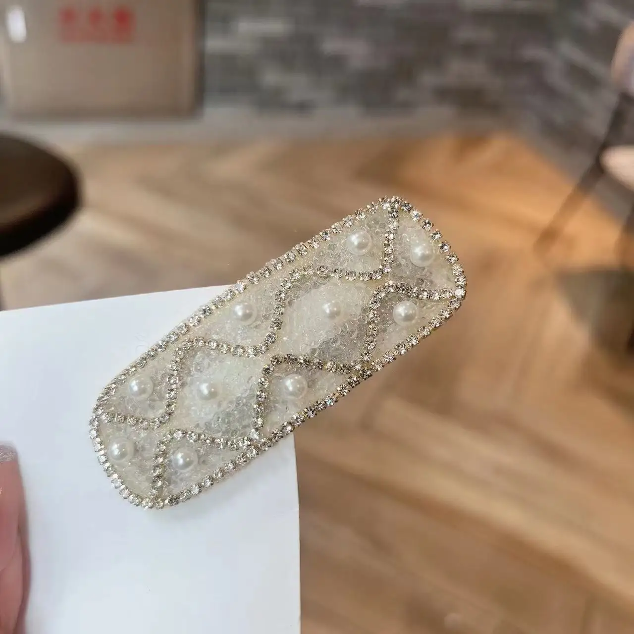 Новая заколка для волос с жемчугом и кристаллами, квадратная милая заколка для волос с жемчугом для женщин и детей