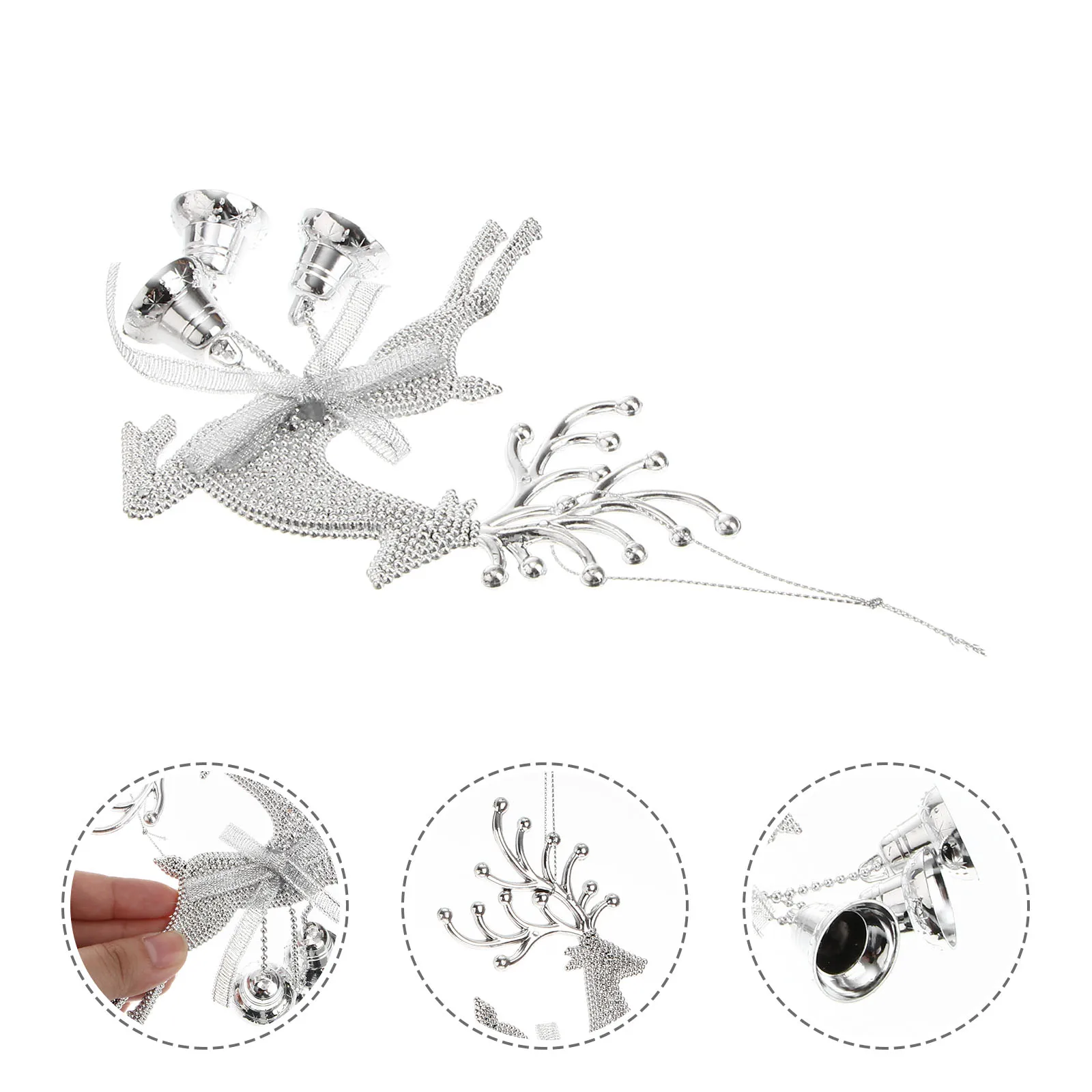 

6Pcs PVC Reindeer Bell Christmas Ornament Electroplated Hollow Deer Decoration for Tree Party Garden Hanging Decor