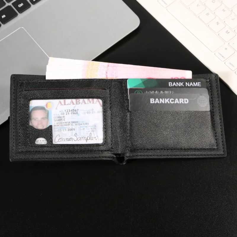 PU leather retro men's short wallet with multiple card slots, large capacity for cash and coins bag