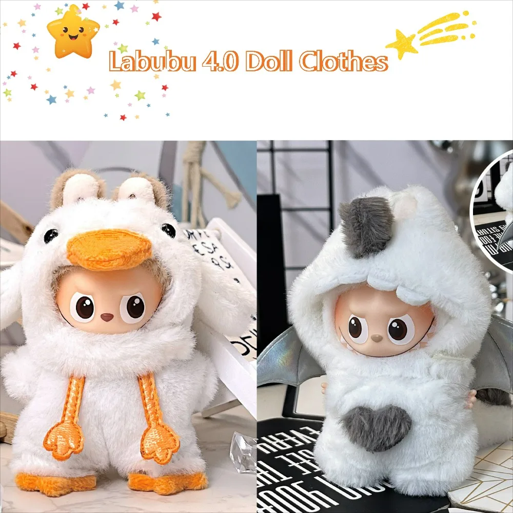 

Одежда Labubu 4.0 The Monsters Pin Forest Fairy Tale Series Одежда Симпатичная плюшевая тканая одежда с утиным крючком 10 см Аксессуары для кукол