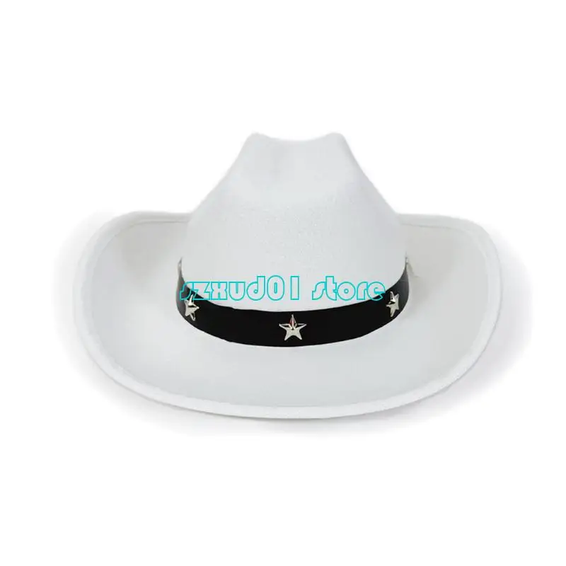 

1XCA Kids Western Cowboy Hats With Star Studs Adjustable Strap For Ages 3-12 Outdoor And Party Wear