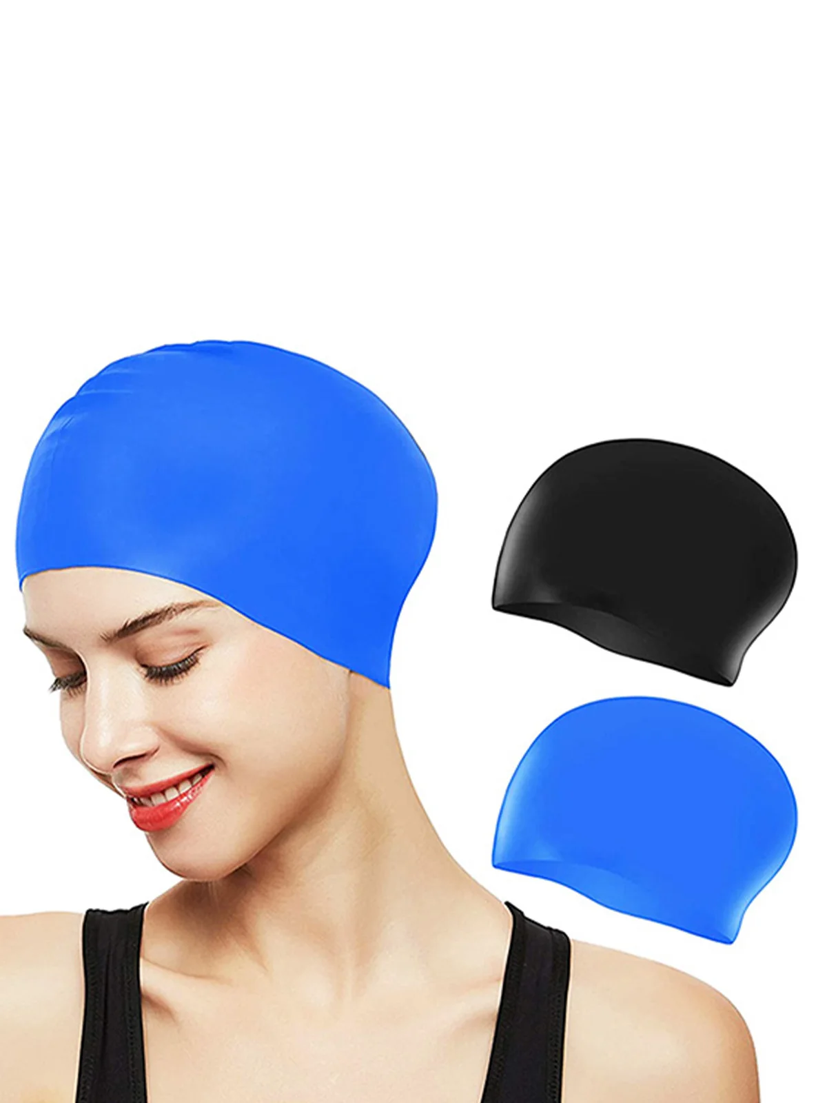 Gorro de natación de silicona para adultos, protección de cabello impermeable y antideslizante para cabello largo, especial