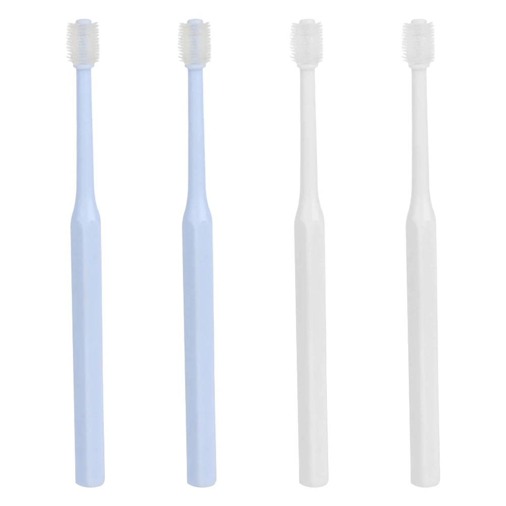 

4 Pcs Pet Toothbrush Set 360 Degree Brush Head for Dogs Cats Oral Care Supplies Portable Small Size Blue White Handle