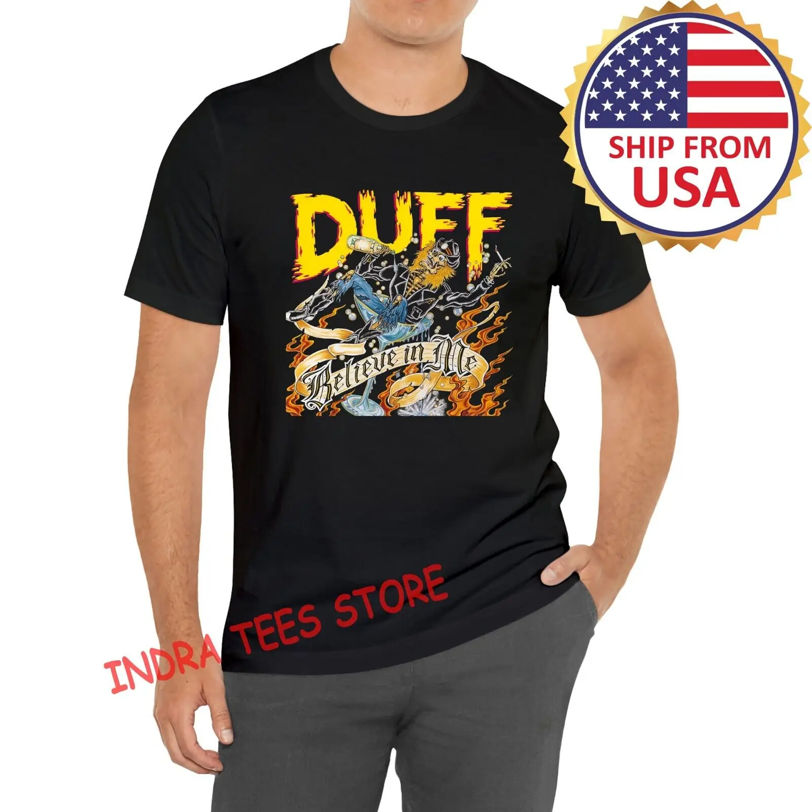 Duff McKagan Believe in Me Black T-Shirt Size S - 5XL