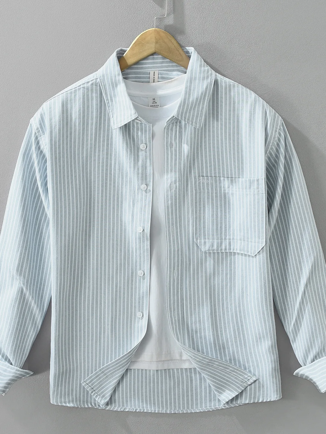 Retro Japanese Style Long Sleeve Oxford Cloth Men's Casual Shirt Cotton 100% Loose Fit with Pocket Autumn New Fashion