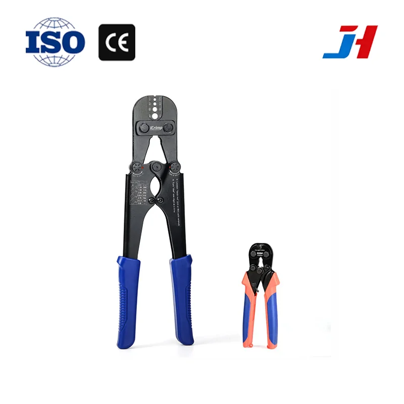 

JH Wire Rope Crimping Tool for Aluminum Loop Sleeve, Two Barrel Ferrule, Oval Sleeves, 3/64 in to 1/8 in, Swaging Tool Kit w