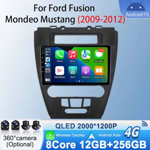 포드 퓨전 몬데오 머스탱 2009 - 2012 차량용 라디오 GPS 네비게이션 플레이어 멀티미디어 비디오 카플레이 안드로이드 오토 와이파이