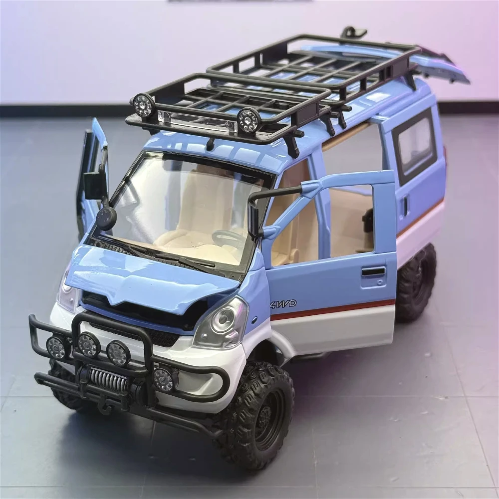 1:24 Schaal WuLing HongGuang Van MINI EV Auto Model Speelgoed Deicast Legering Trek Terreinwagens Modellen Jongens Thuis ornamenten