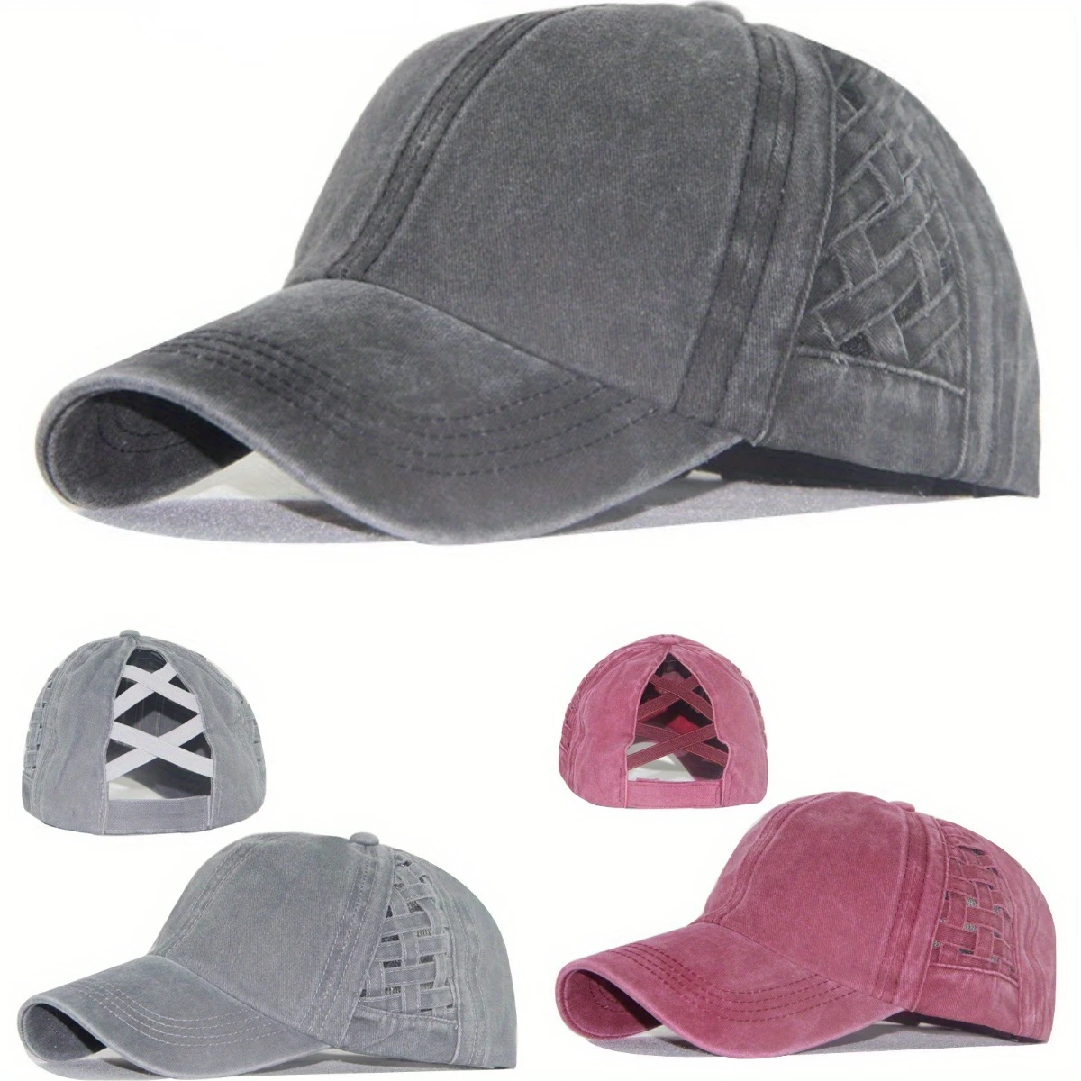 Solid Color Versatile Peaked Cap Travel Outdoor Sunshade Hat Used Water Washing Baseball Cap Cross Weaving Breathable Unisex