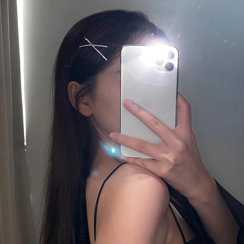 2pcs Cross Rhinestone Hairpins X Hair Side Clips Barrettes Simple Bangs Clip Bridal Headwear Girls Fashion Hair Accessories New