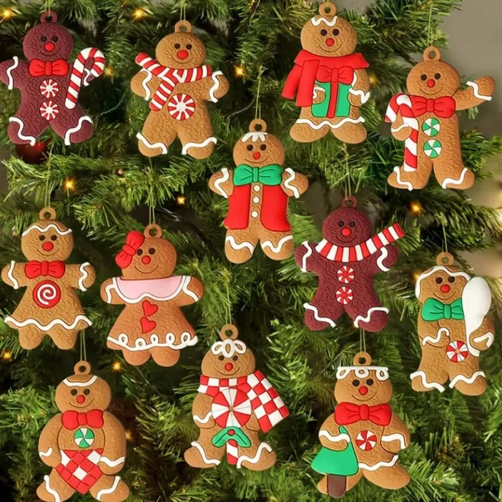 

12pcs Gingerbread Man Christmas Pendant Twelve DIY Christmas Scene Gift Box Pendant Christmas Tree Decorations Christmas Gifts