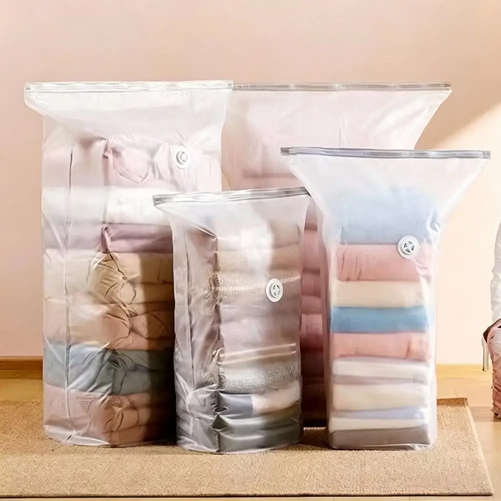 2PCS ﻿Cubic Shape Vacuum Storage Bags Large Size Leak-Proof Quilt Storage Bag Space Saving No Need Tool Compression Bags Storage